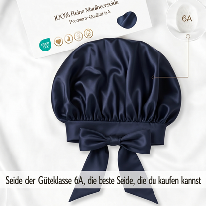 Doppellagige Seiden Schlafhaube "Schleife"